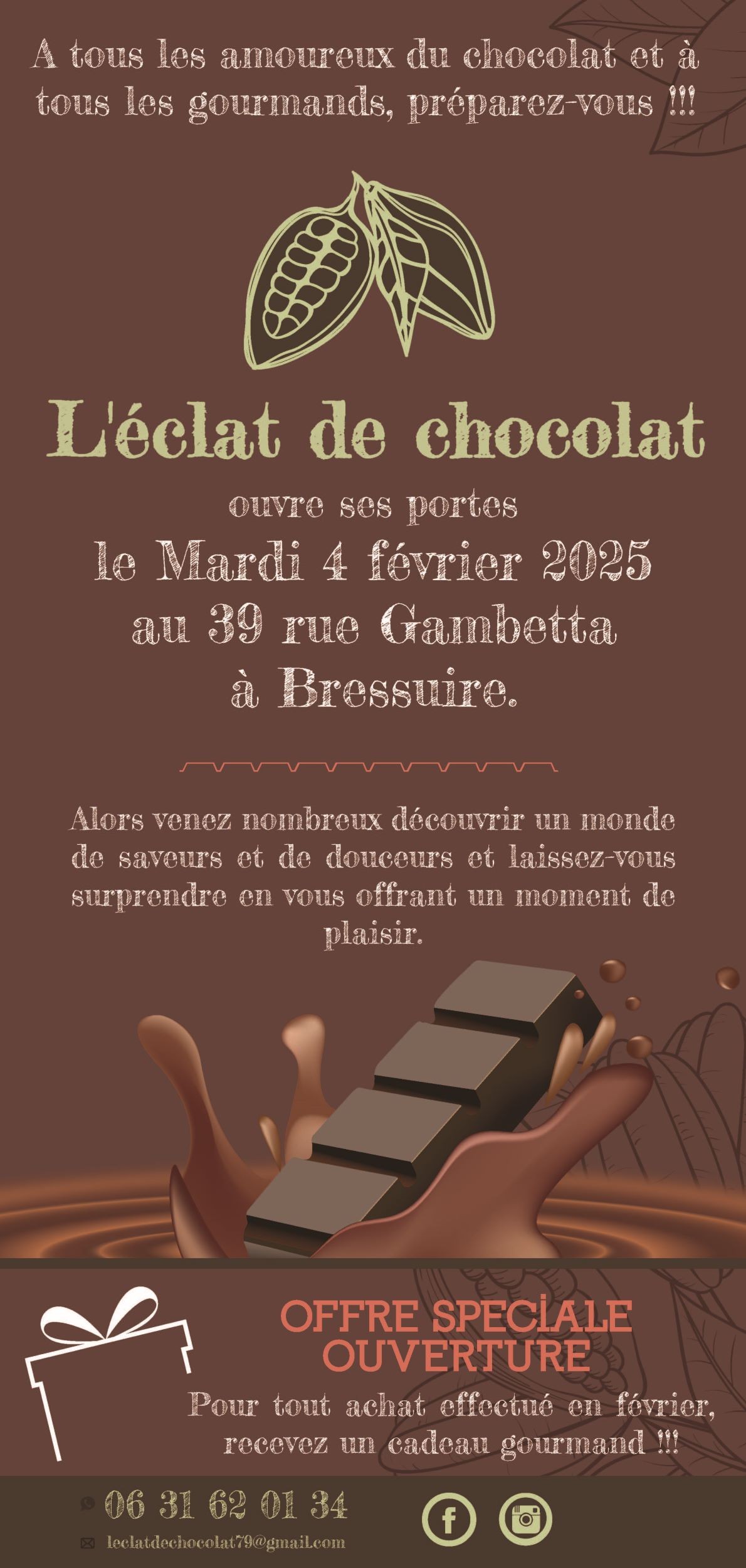 Flyer ouverture L'éclat de chocolat